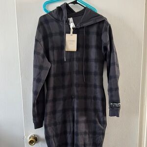 Fabletics Black and Gray Plaid Hoodie Pajamas